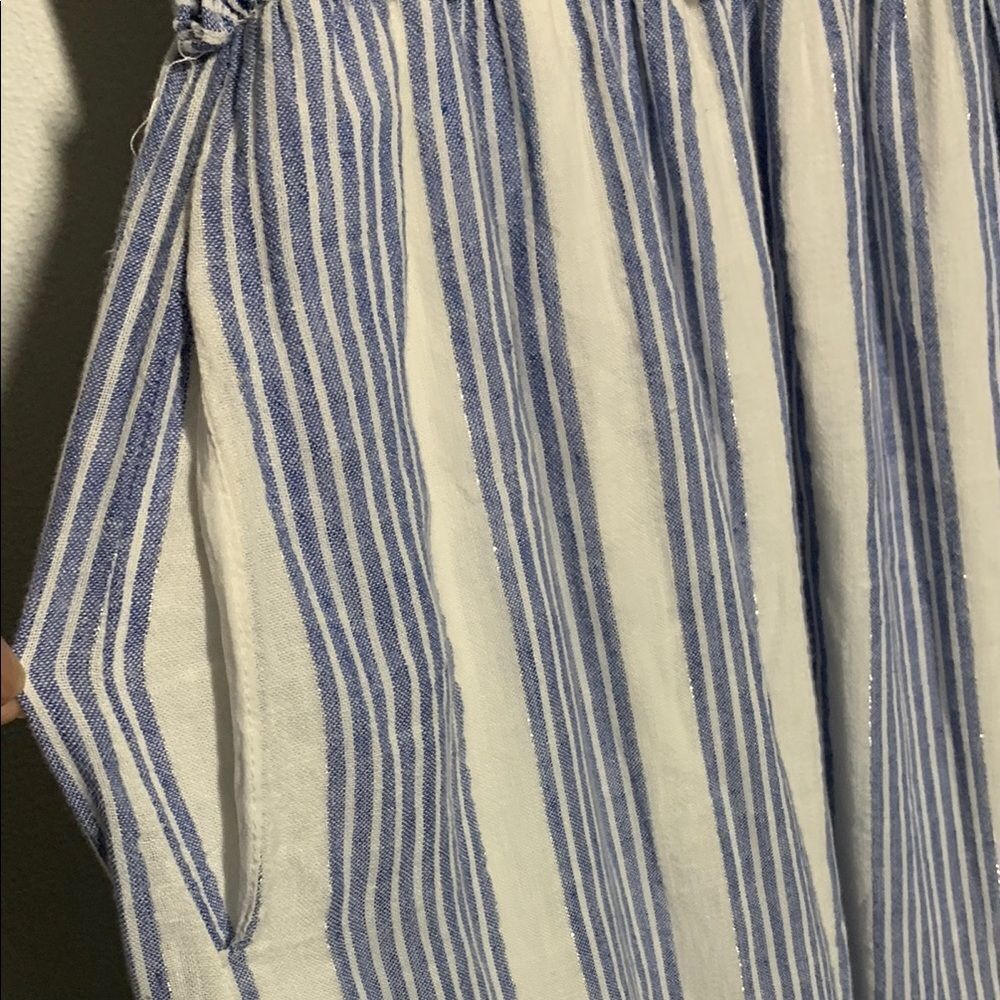 RAILS Ashlyn Midi Dress in Levanzo Blue White Silver Stripes Linen Blend Sz S - Picture 5 of 13